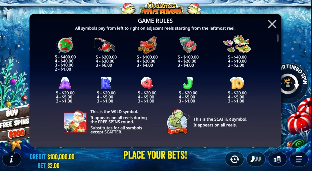 Christmas Big Bass Bonanza rule page 1