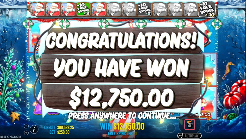 Christmas Big Bass Bonanza you have won